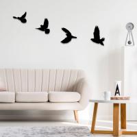 Dekoratif Ahşap Modern Dörtlü Kuş Duvar Süsü Duvar Dekor