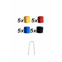 Renkli Bijon Kapağı 17 mm 20 Adet 4 Renk (Mavi, Sarı,Kırmızı,Siyah) Plastik Kapak Seti+ Araba Sökme Aparatı