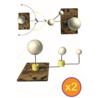 2 Adet Güneş Dünya Ay Maketi Özel Tasarım Deney Seti Bilgilendirici Boyanabilir Eğitim Seti