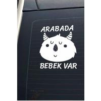 Arabada Bebek Var Sevimli Beyaz Oto Cam Sticker Hayvan Figürlü İkaz Uyarı Yazısı