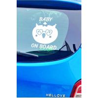 Baby On Board Arabada Bebek Var Sevimli Beyaz Oto Cam Sticker Hayvan Figürlü İkaz Uyarı Yazısı