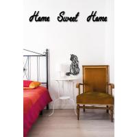 Home Sweet Home + Kedi Duvar Süsü Dekoratif Ahşap Duvar Tablosu