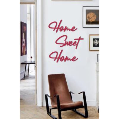 Kırmızı Home Sweet Home Yazısı Duvar Tablosu Ahşap Tablo Kapı Süsü