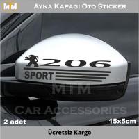 Peugeot 206 Ayna Kapağı Sticker Oto Sticker (2 Adet)