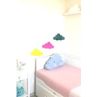 Renkli Bulut 3 lü Set Keçeli Bulut Duvar Dekoru Çocuk Odası Süsü